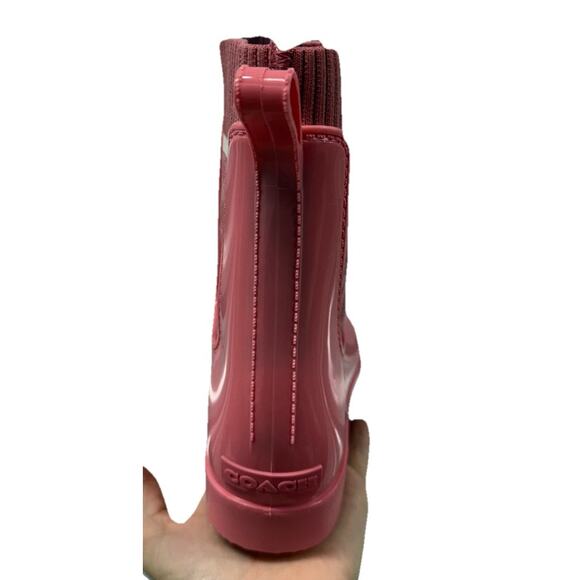 Coach G5255 Rain Bootie Women’s Size 7 B color Pink/Taffy boots - Picture 2 of 6